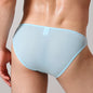 Mens Underwear Transparent Sexy Briefs Solid Color Ice Silk Low-Rise Underwear Thin and Comfortable Lingerie